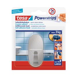 tesa Powerstrips Crochet adhésif LARGE, métal, oval