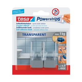 tesa Powerstrips Crochet adhésif LARGE, transparent / chrome