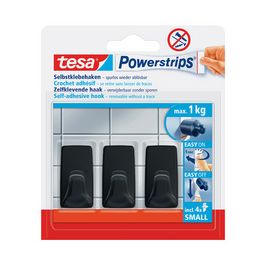 tesa Powerstrips Crochet adhésif SMALL rectangulaire, noir