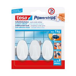 tesa Powerstrips Crochet adhésif SMALL, ovale, blanc