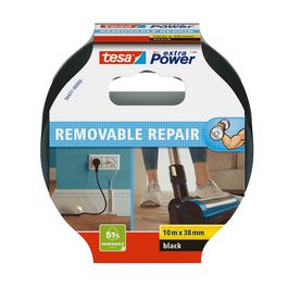 tesa Ruban adhésif toilé extra Power REMOVABLE REPAIR, noir