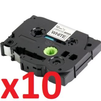 Ruban cassette compatible TZE-131 Brother - Pack de 10 (noir, transparent)