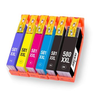 Cartouches compatibles PGI580XXL-CLI581XXL Canon - Multipack 6 cartouches (PGI-580XX + CLI-581XX BKCMYPB)