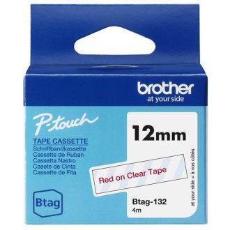 Ruban cassette d'origine BTAG132 Brother - rouge, transparent