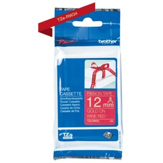 Ruban cassette d'origine TZERW34 Brother - rouge, or