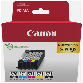Cartouches d'origine 0372C004 / PGI-570 CLI-571 Canon - multipack 5 couleurs : noire, cyan, magenta, jaune