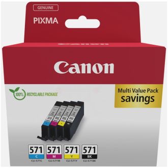 Cartouches d'origine 0386C005 / CLI-571 Canon - multipack 4 couleurs : noire, cyan, magenta, jaune