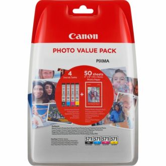 Cartouches d'origine 0386C009 / CLI-571 Canon - multipack 4 couleurs : noire, cyan, magenta, jaune