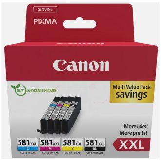 Cartouches d'origine 1998C005 / CLI-581 XXL Canon - multipack 4 couleurs : noire, cyan, magenta, jaune