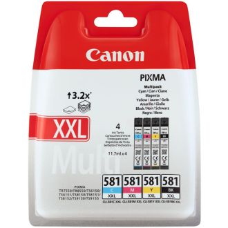 Cartouches d'origine 1998C007 / CLI-581 XXL Canon - multipack 4 couleurs : noire, cyan, magenta, jaune