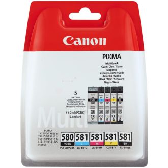 Cartouches d'origine 2024C006 / PGI-580 CLI-581 Canon - multipack 5 couleurs : noire, cyan, magenta, jaune