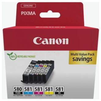 Cartouches d'origine 2078C005 / PGI-580 CLI-581 Canon - multipack 5 couleurs : noire, cyan, magenta, jaune