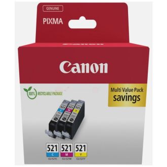 Cartouches d'origine 2934B016 / CLI-521 Canon - multipack 3 couleurs : cyan, magenta, jaune