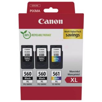 Cartouches d'origine 3712C009 / PG-560XL+CL-561XL Canon - multipack 3 couleurs : noire, multicouleur
