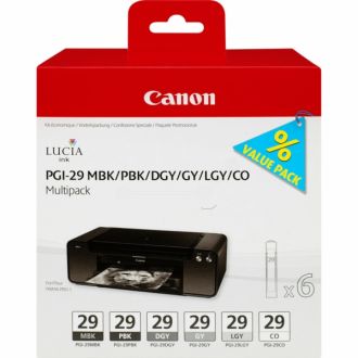 Cartouches d'origine 4868B018 / PGI-29 Canon - multipack 6 couleurs : noire, grise