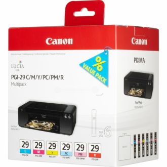 Cartouches d'origine 4873B005 / PGI-29 Canon - multipack 6 couleurs : cyan, magenta, jaune
