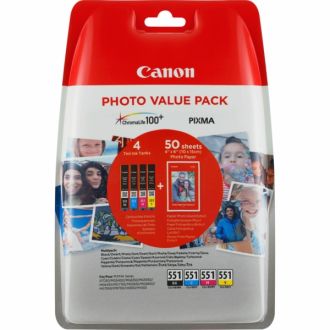 Cartouches d'origine 6508B005 / CLI-551 Canon - multipack 4 couleurs : noire, cyan, magenta, jaune