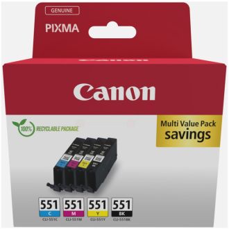 Cartouches d'origine 6509B016 / CLI-551 Canon - multipack 4 couleurs : noire, cyan, magenta, jaune