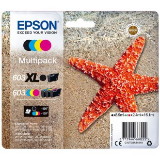 Cartouches d'origine C13T03A94020 / 603XL/603 Epson - multipack 4 couleurs : noire, cyan, magenta, jaune