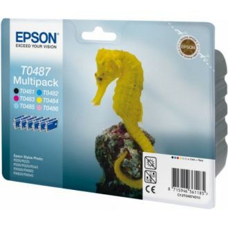 Cartouches d'origine C13T04874010 / T0487 Epson - multipack 6 couleurs : noire, cyan, magenta, jaune