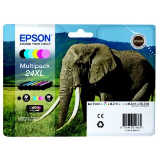 Cartouches d'origine C13T24384021 / 24XL Epson - multipack 6 couleurs : noire, cyan, magenta, jaune