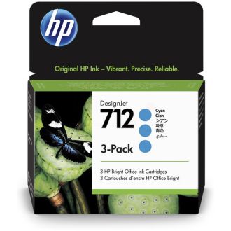 Cartouche d'origine 3ED77A / 712 HP - cyan - pack de 3