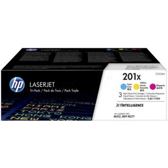Toners d'origine CF253XM / 201X HP - multipack 3 couleurs : cyan, magenta, jaune