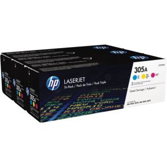 Toners d'origine CF370AM / 305A HP - multipack 3 couleurs : cyan, magenta, jaune