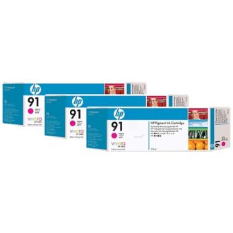Cartouche d'origine C9484A / 91 HP - magenta - pack de 3