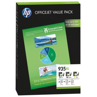 Cartouches d'origine F6U78AE / 935XL HP - multipack 3 couleurs : cyan, magenta, jaune