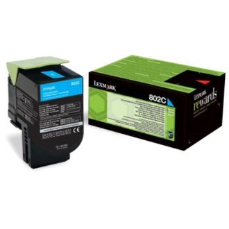 Toner d'origine 80C20CE / 802CE Lexmark - cyan