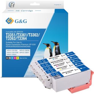 Cartouches compatible de première qualité C13T33574010 / 33XL Epson - multipack 5 couleurs : noire, cyan, magenta, jaune