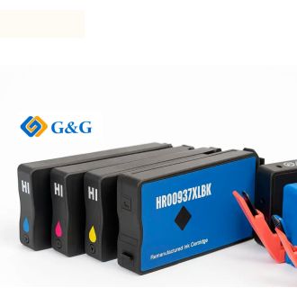 Cartouches compatible de première qualité 937e HP - multipack 4 couleurs : noire, cyan, magenta, jaune