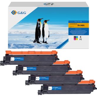 Toners compatible de première qualité TN248CMYK Brother - multipack 4 couleurs : noir, cyan, magenta, jaune