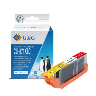 Cartouche compatible de première qualité 0332C001 / CLI-571 CXL Canon - cyan