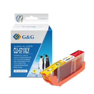 Cartouche compatible de première qualité 0334C001 / CLI-571 YXL Canon - jaune