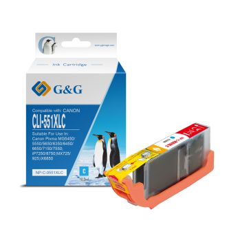 Cartouche compatible de première qualité 6444B001 / CLI-551 CXL Canon - cyan