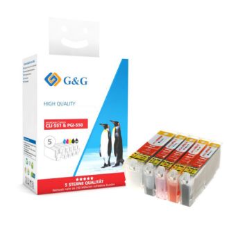 Cartouches compatible de première qualité 6509B008 / CLI-551 Canon - multipack 4 couleurs : noire, cyan, magenta, jaune