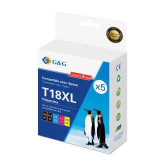 Cartouches compatible de première qualité C13T18164012 / 18XL Epson - multipack 4 couleurs : noire, cyan, magenta, jaune